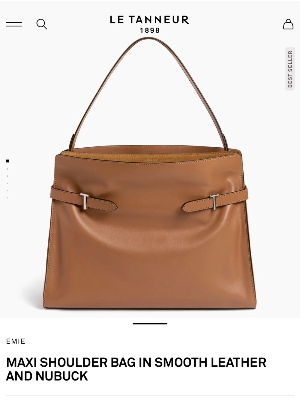 EMIE
MAXI SHOULDER BAG IN SMOOTH LEATHER AND NUBUCK